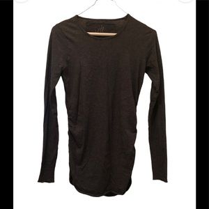 Shine Top, long sleeve, ruched sides, round neck, XS